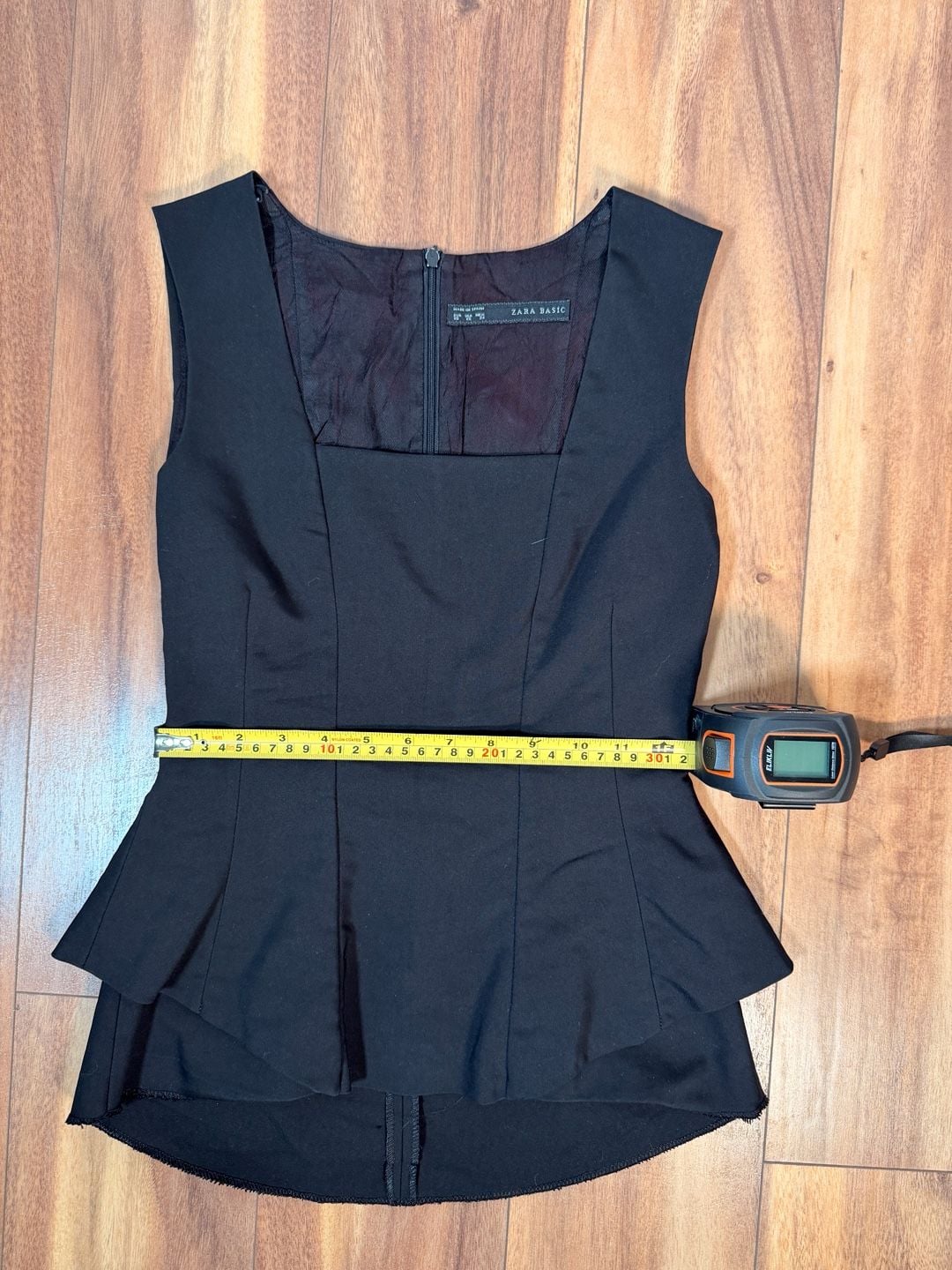 Zara Basic Peplum Top Size XS Black Sleeveless Structured Zip 3