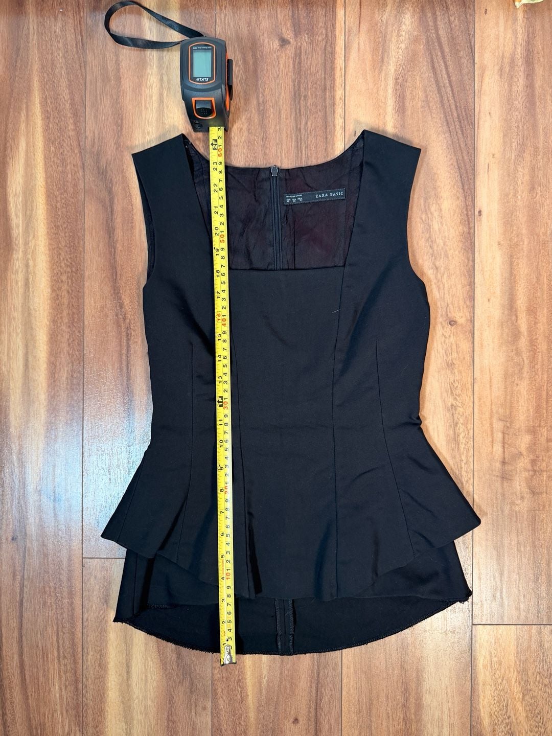 Zara Basic Peplum Top Size XS Black Sleeveless Structured Zip 4
