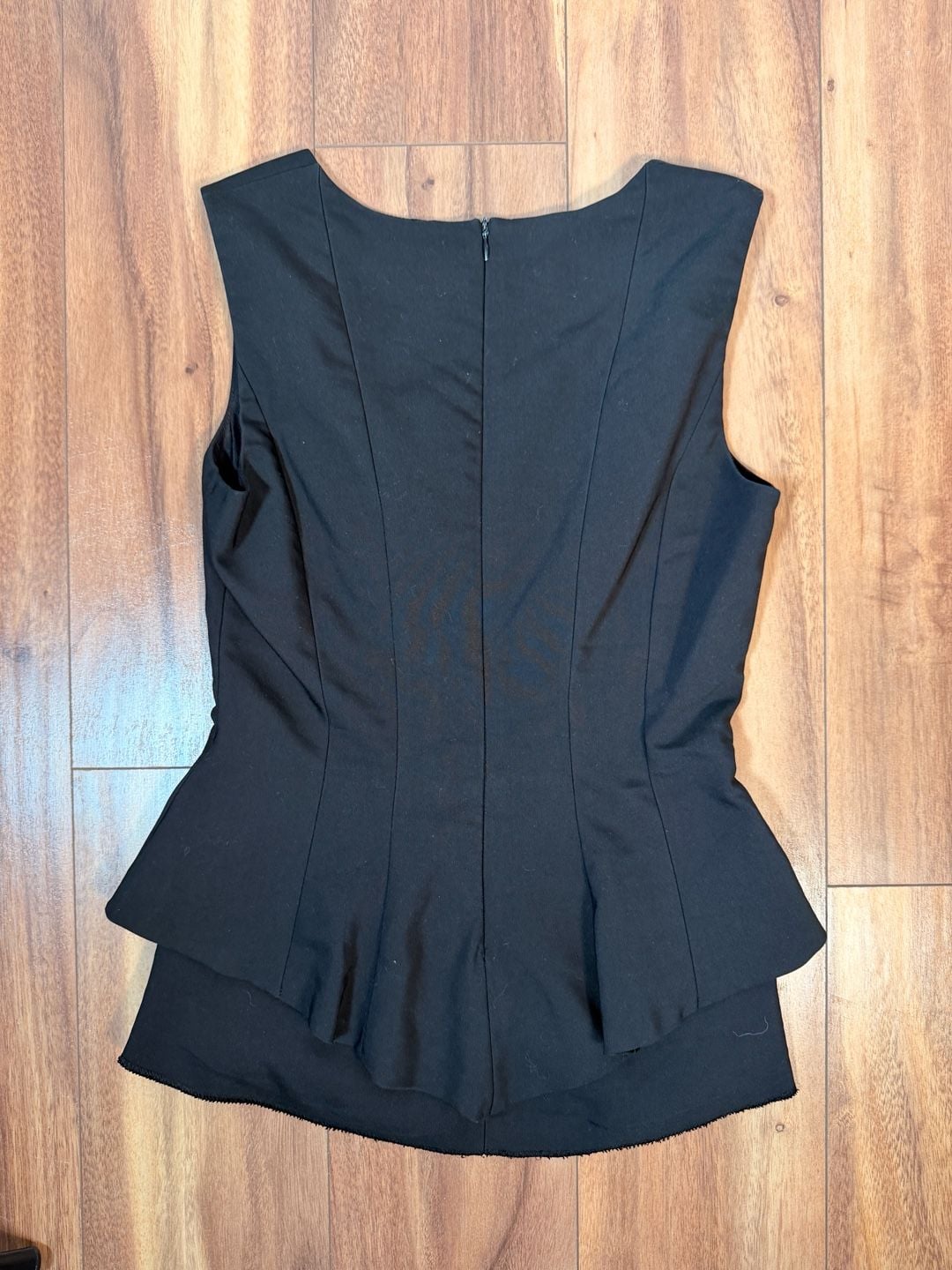 Zara Basic Peplum Top Size XS Black Sleeveless Structured Zip 6