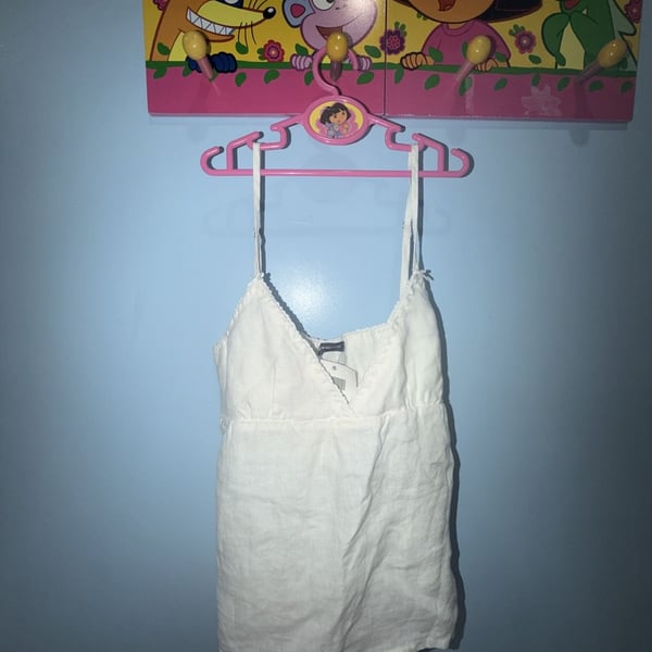 Brandy Melville Tiffany Tank Top One Size White Linen Tie Back Cami
