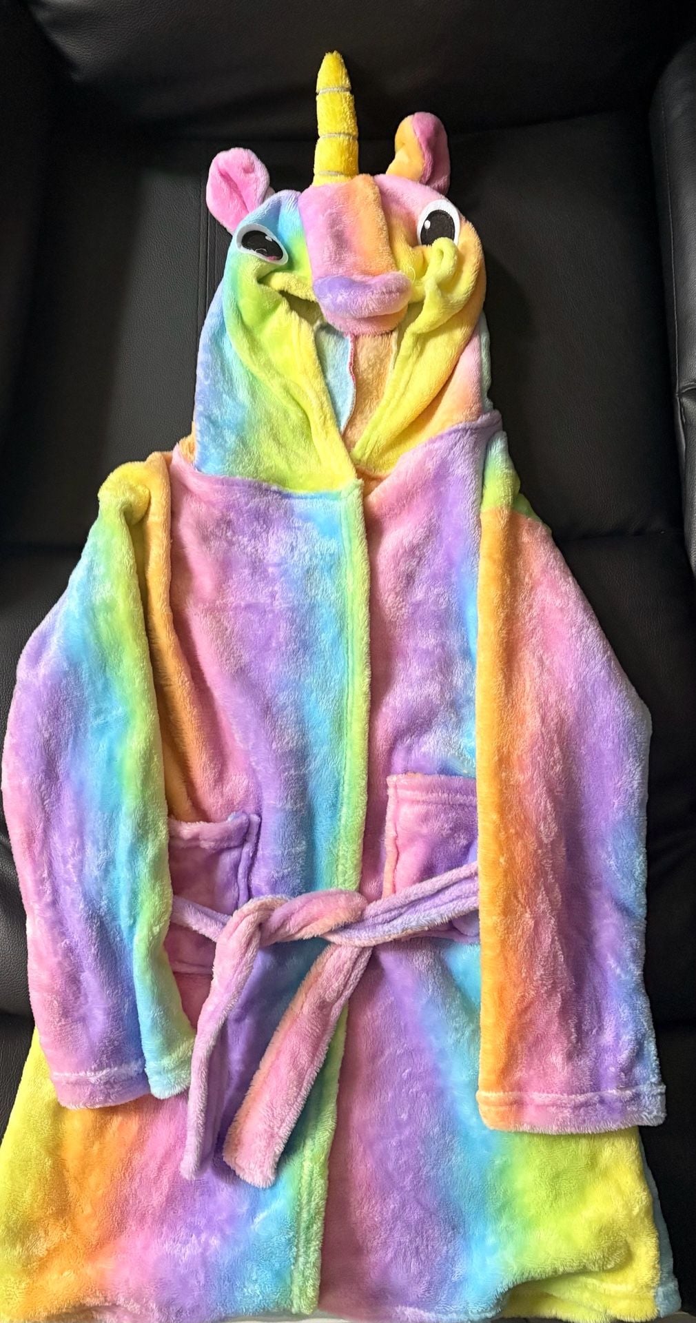 Unicorn Plush Hooded Robe Rainbow Bathrobe - Youth 1