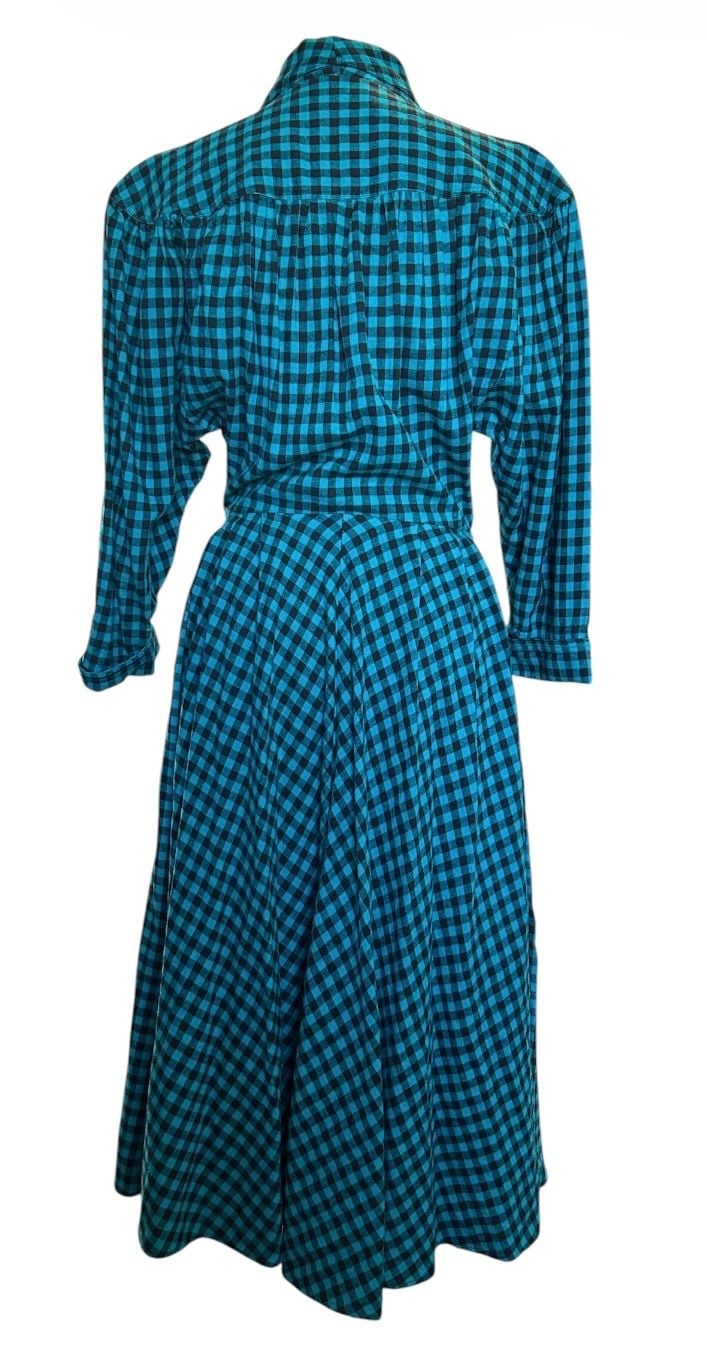 Vintage Carol Anderson Petites Size 6 Teal Black Plaid Dress 3
