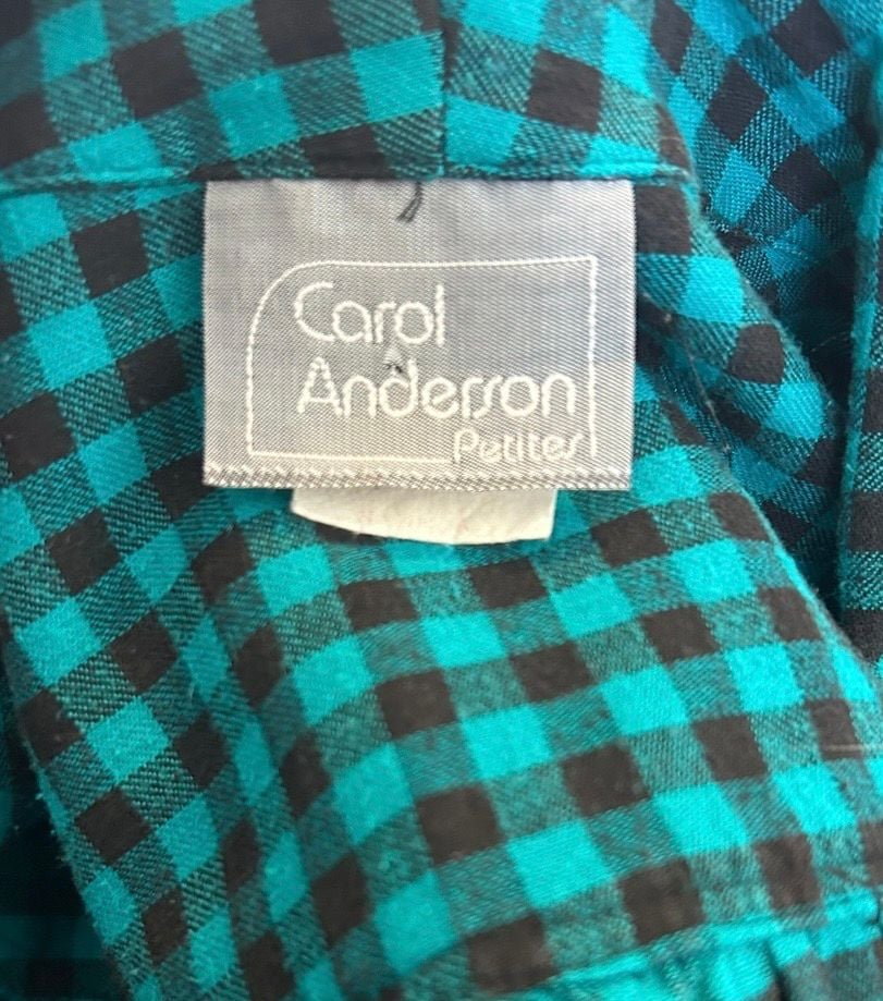 Vintage Carol Anderson Petites Size 6 Teal Black Plaid Dress 4