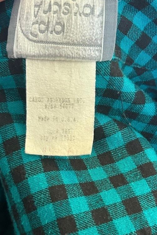 Vintage Carol Anderson Petites Size 6 Teal Black Plaid Dress 5