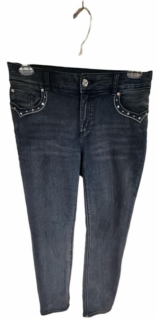 Chico's Platinum Jeans Size 0 Rhinestone Embellished Dark Wash Skinny 3