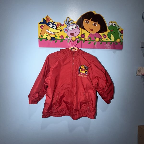 Disney Winnie The Pooh Disneyland Jacket Size 3T Red Hooded Windbreaker