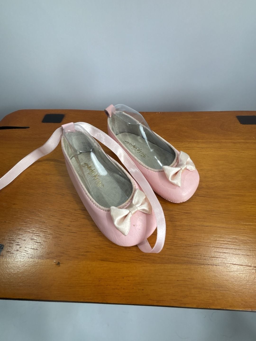 Vintage Baby Capezio Pink Ballerina Slippers with Bow and Ribbon Ties 2
