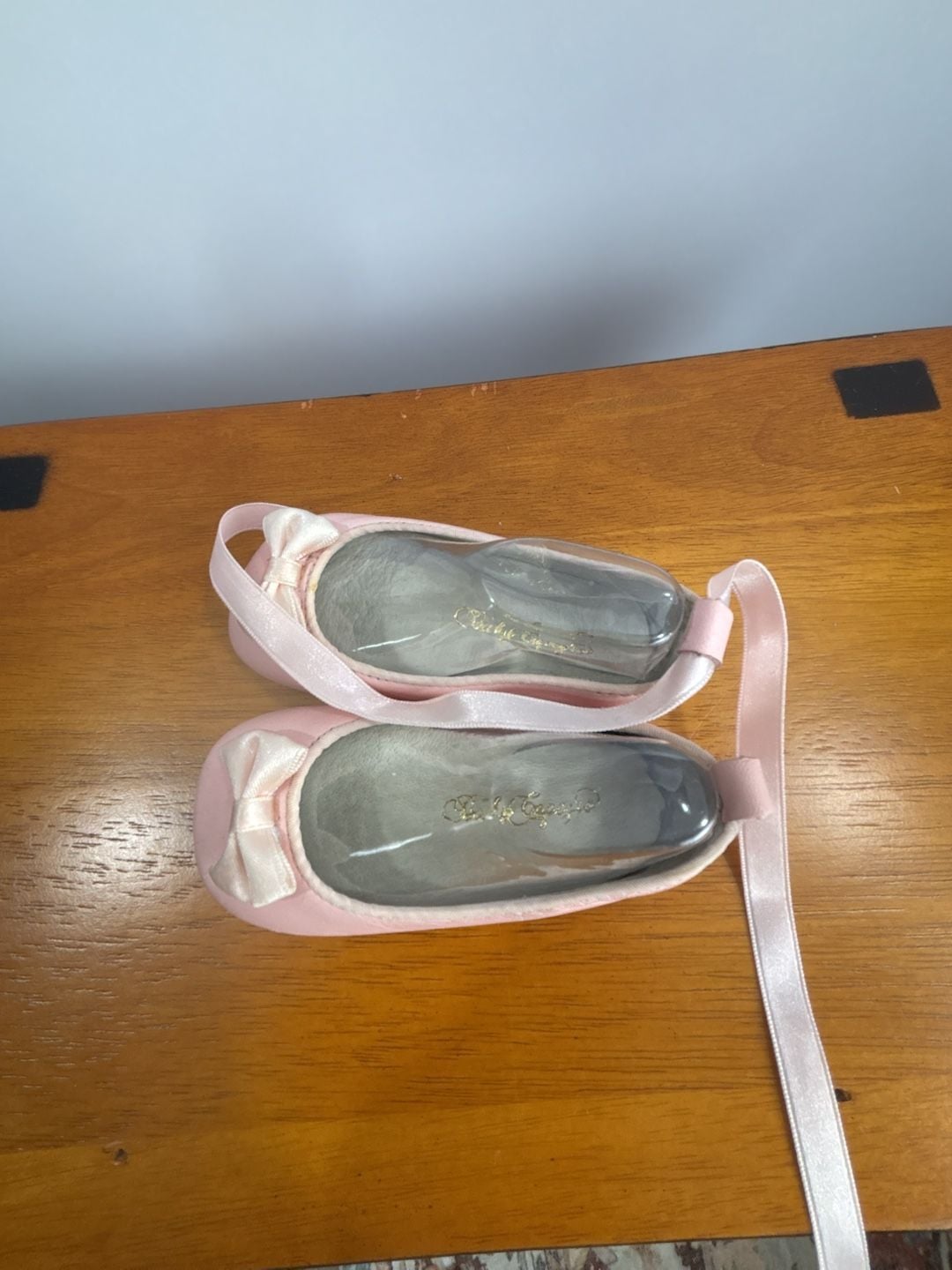 Vintage Baby Capezio Pink Ballerina Slippers with Bow and Ribbon Ties 3