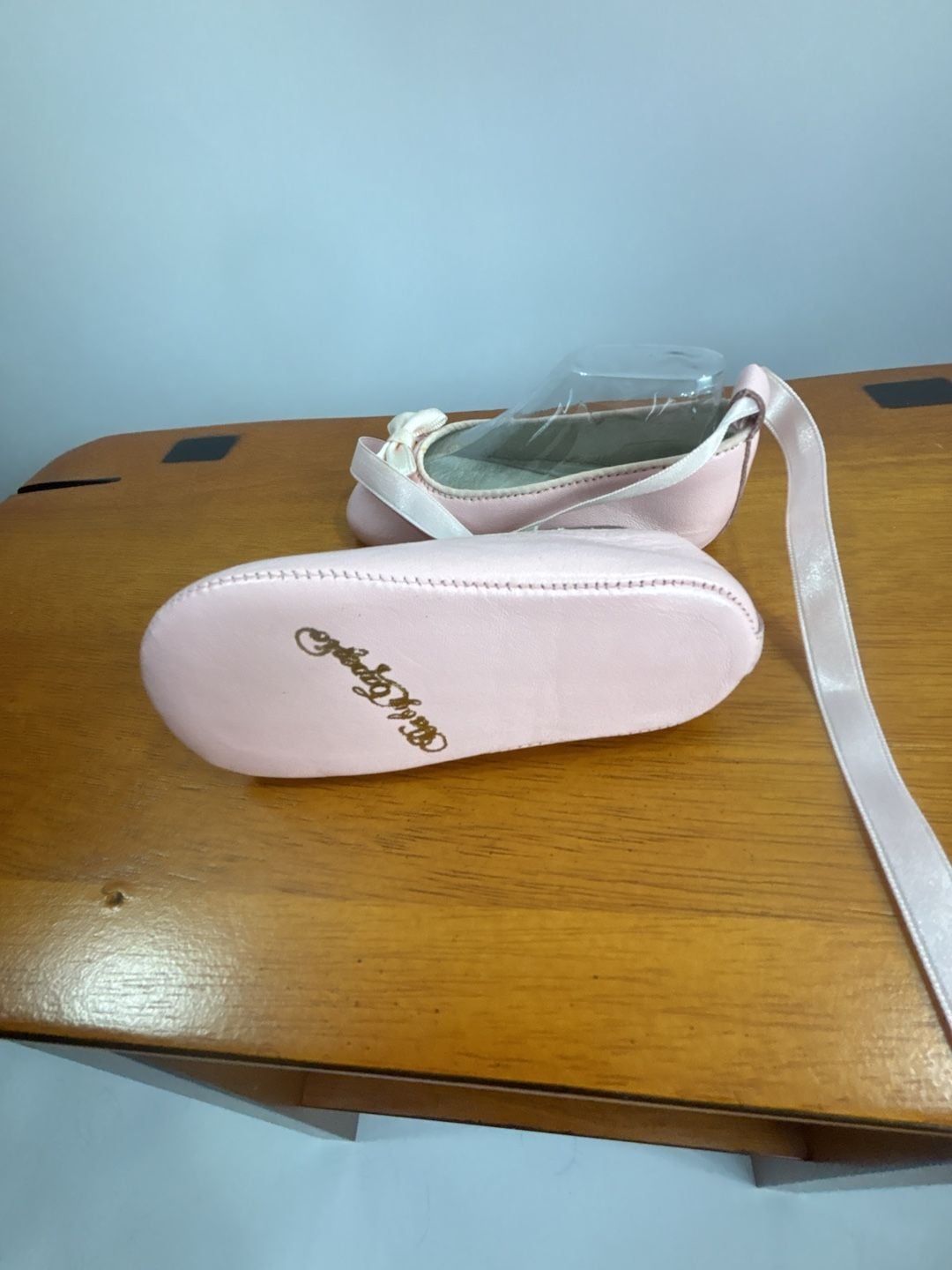 Vintage Baby Capezio Pink Ballerina Slippers with Bow and Ribbon Ties 4