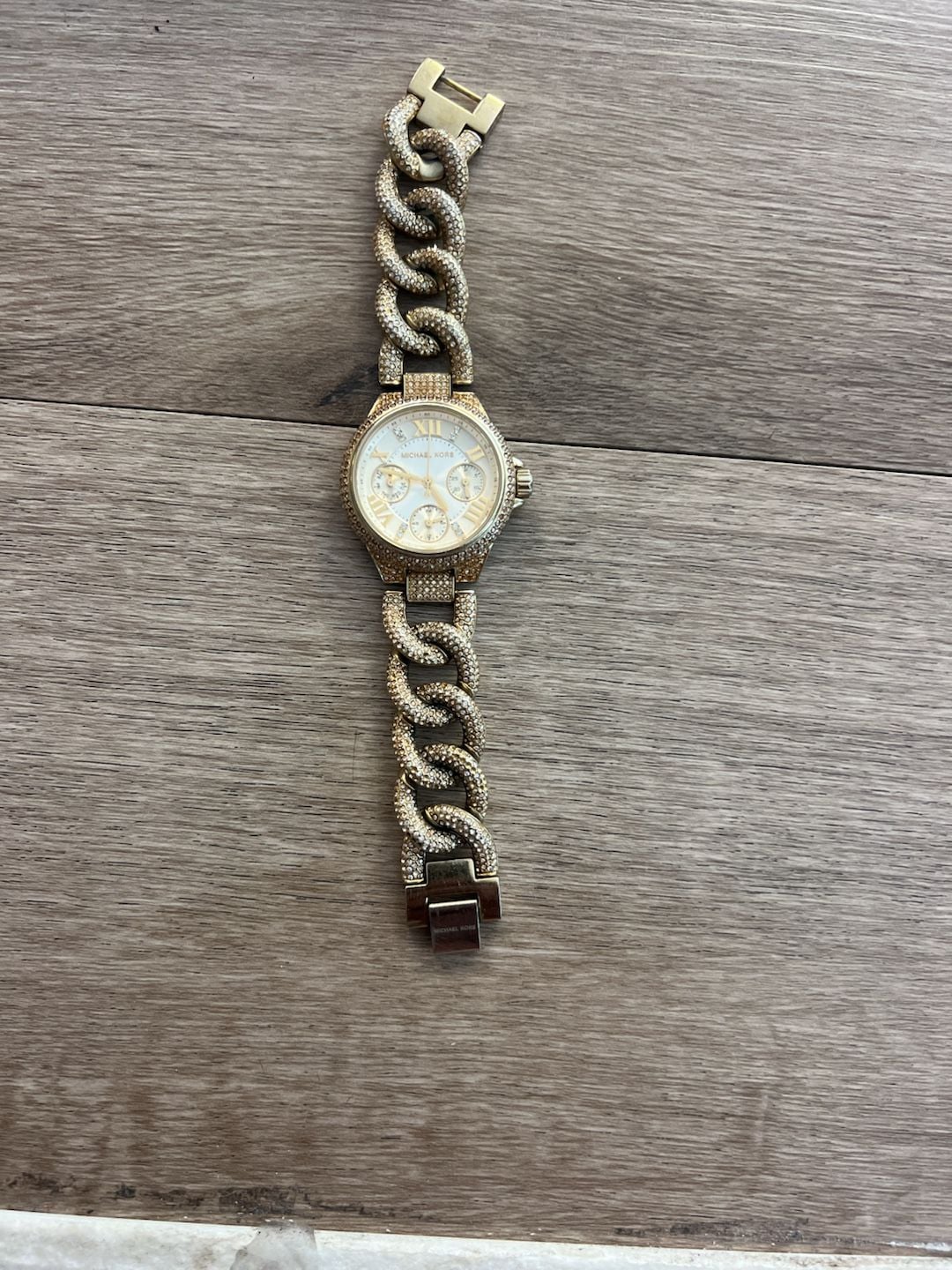 Michael Kors MK8330 Gold-Tone Pavé Curb-Link Chronograph Watch 2