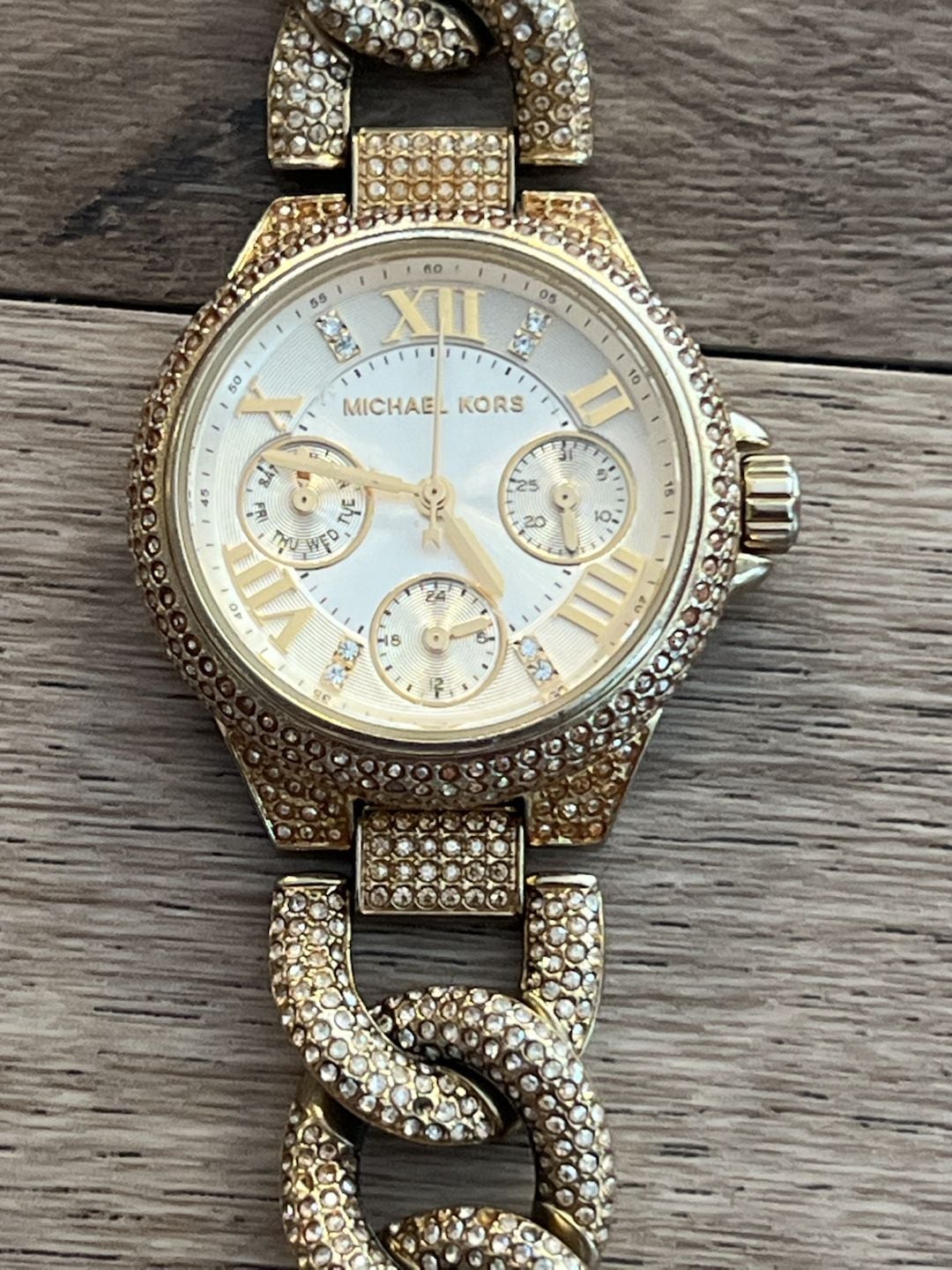 Michael Kors MK8330 Gold-Tone Pavé Curb-Link Chronograph Watch 3