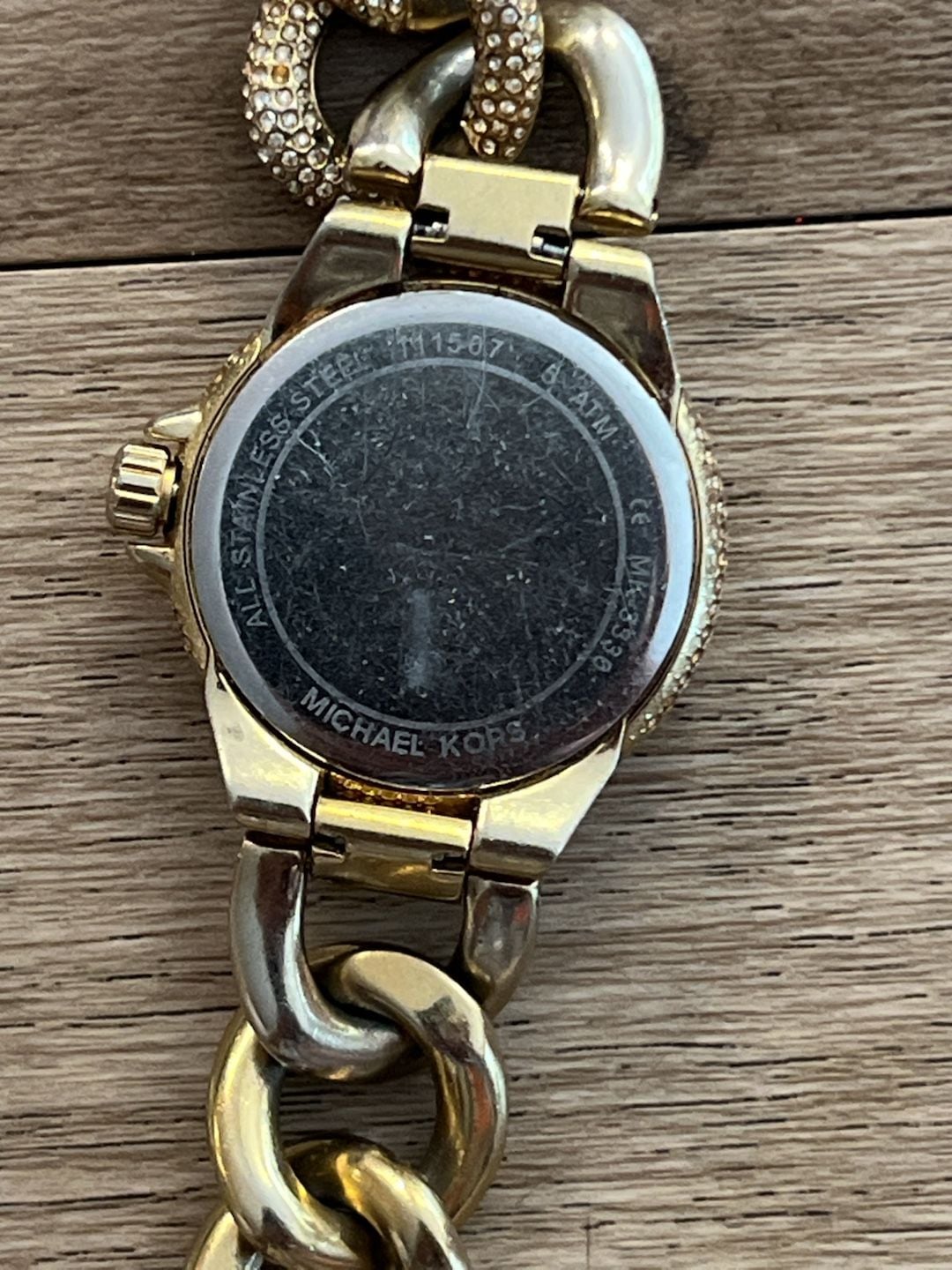 Michael Kors MK8330 Gold-Tone Pavé Curb-Link Chronograph Watch 4