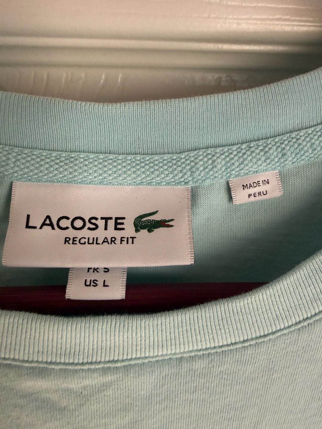 Lacoste Regular Fit Graphic T-Shirt Size L Light Blue Wave Logo 3