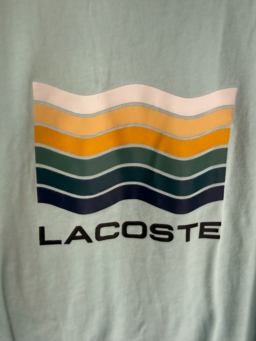Lacoste Regular Fit Graphic T-Shirt Size L Light Blue Wave Logo 7