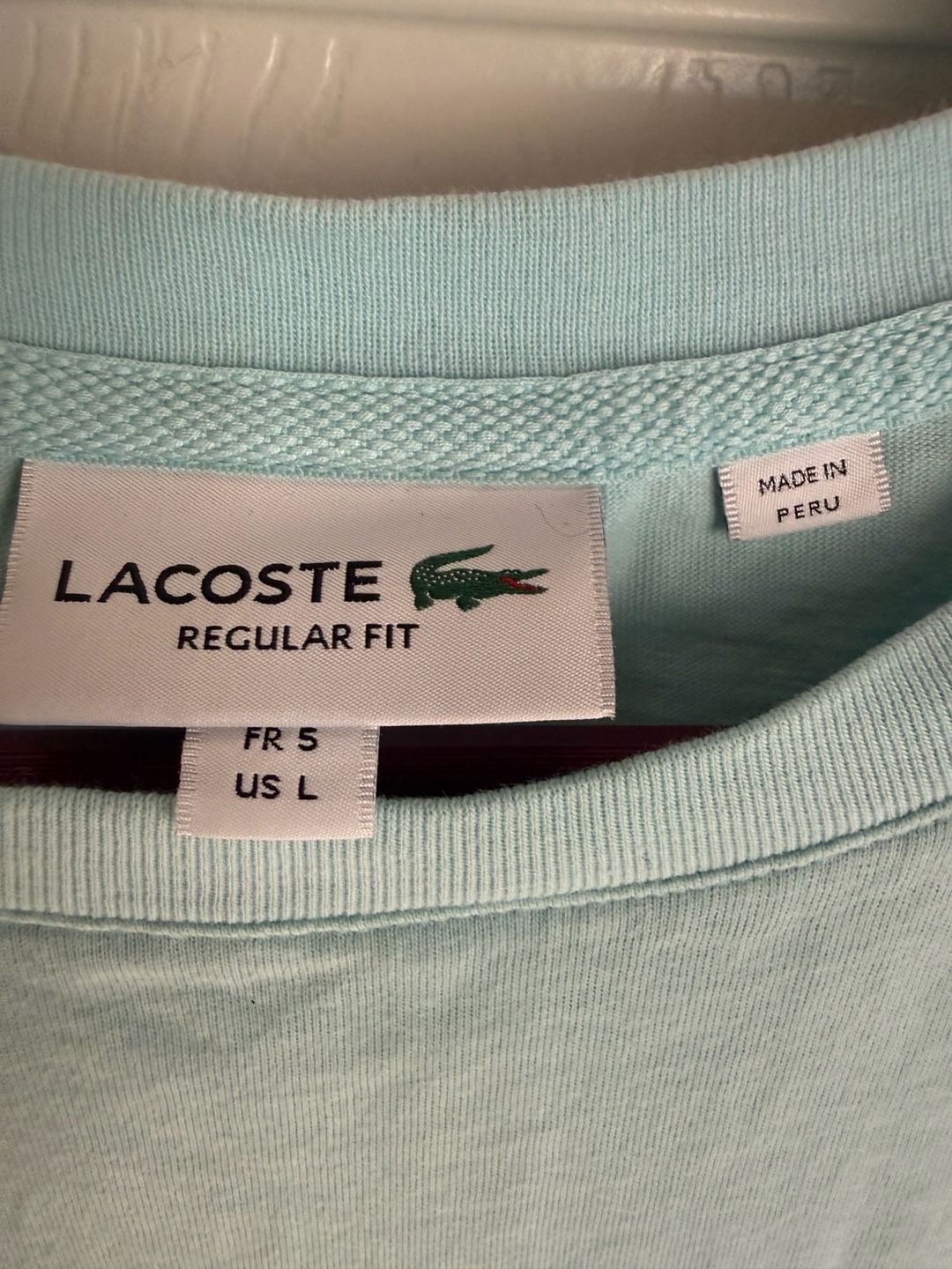 Lacoste Regular Fit Graphic T-Shirt Size L Light Blue Wave Logo 8