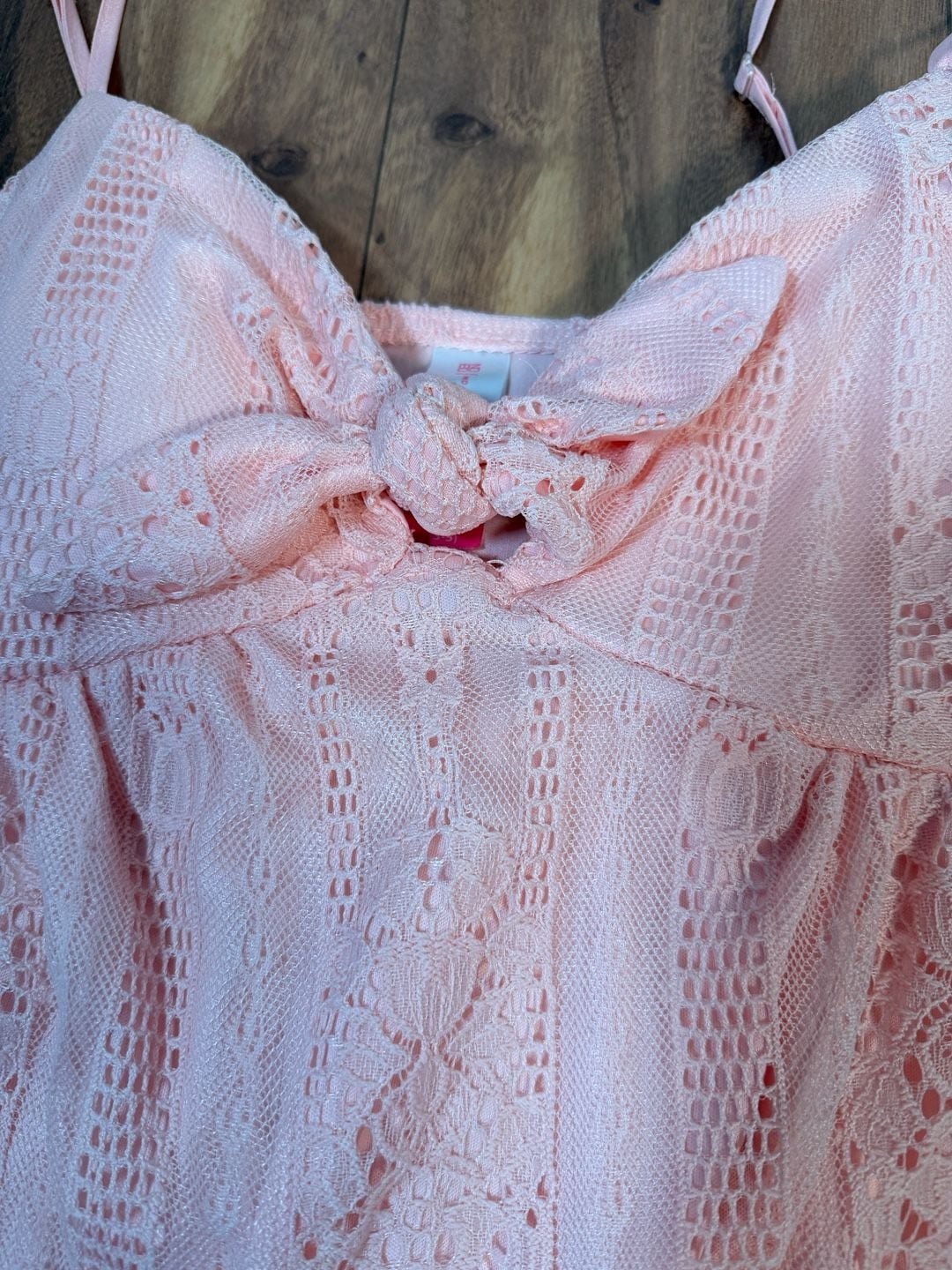 No Boundaries Lace Cami Size S/CH (3-5) Pink Tie Front 6