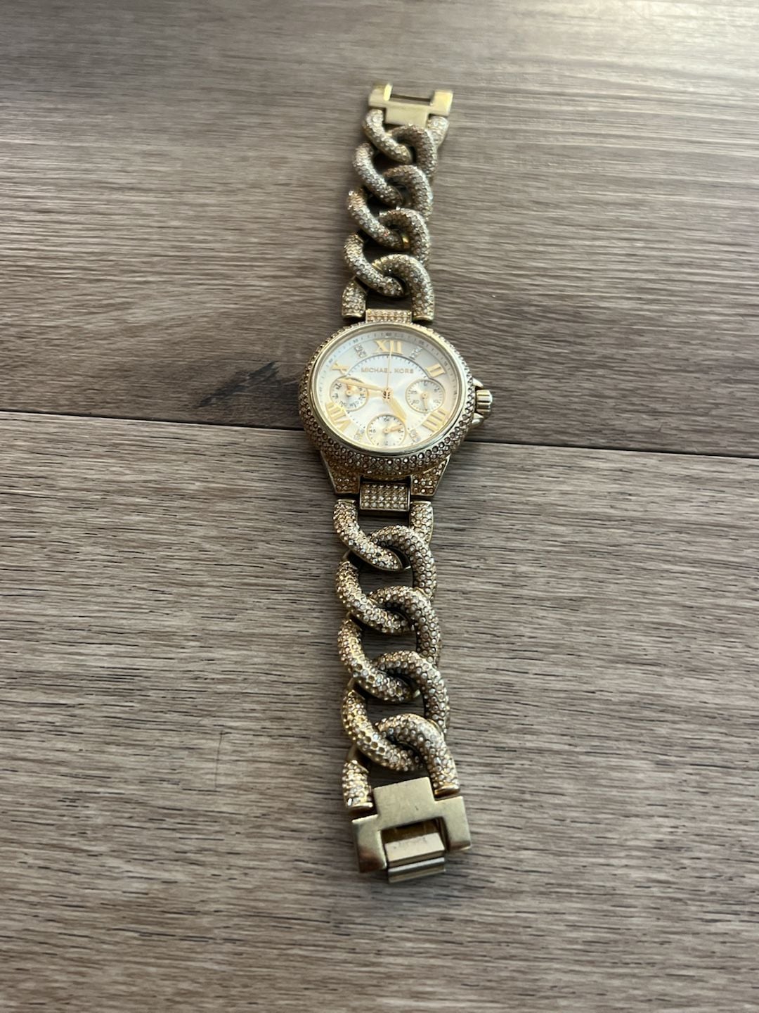 Michael Kors MK8330 Gold-Tone Pavé Curb-Link Chronograph Watch 6