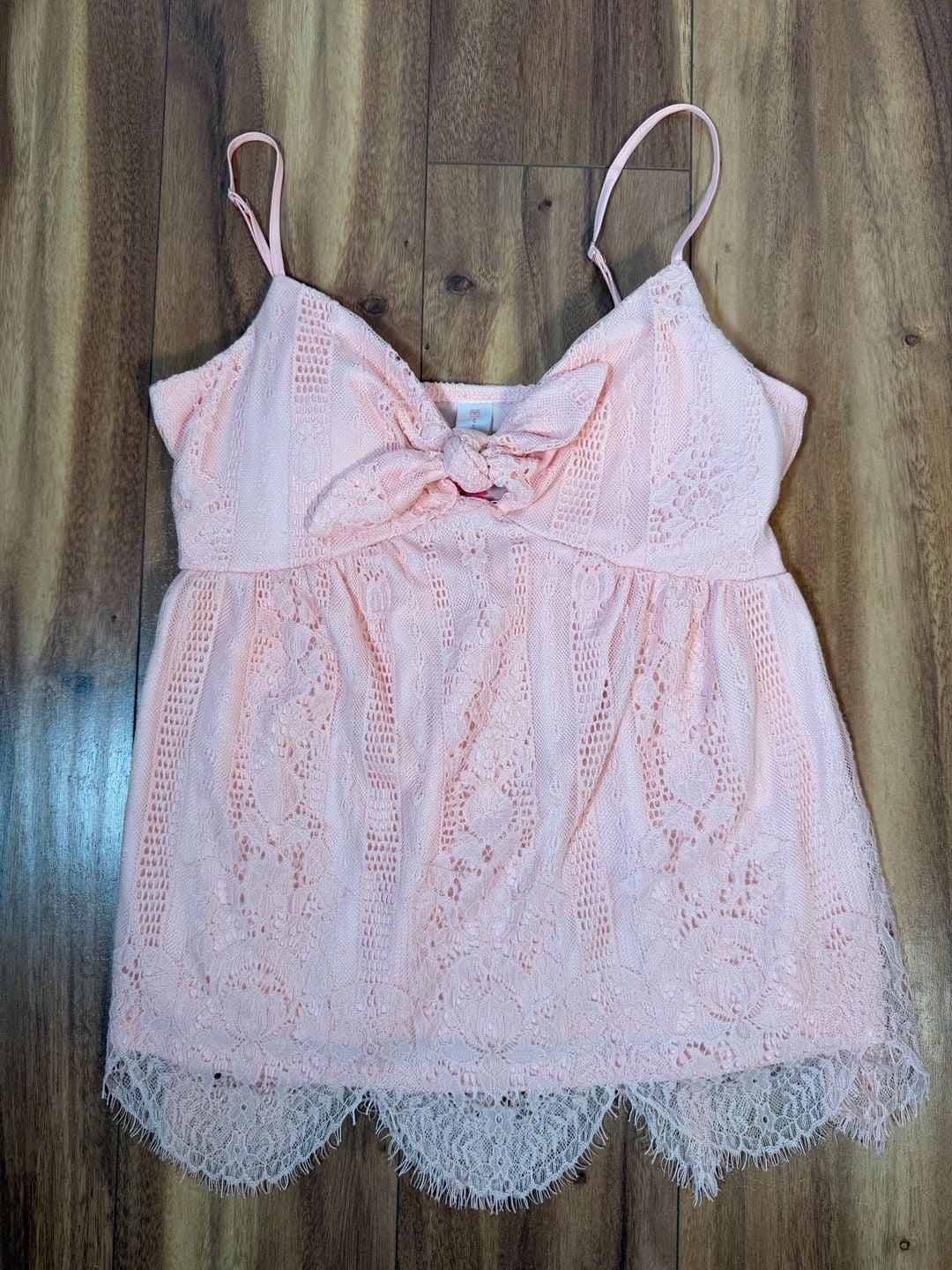 No Boundaries Lace Cami Size S/CH (3-5) Pink Tie Front 2