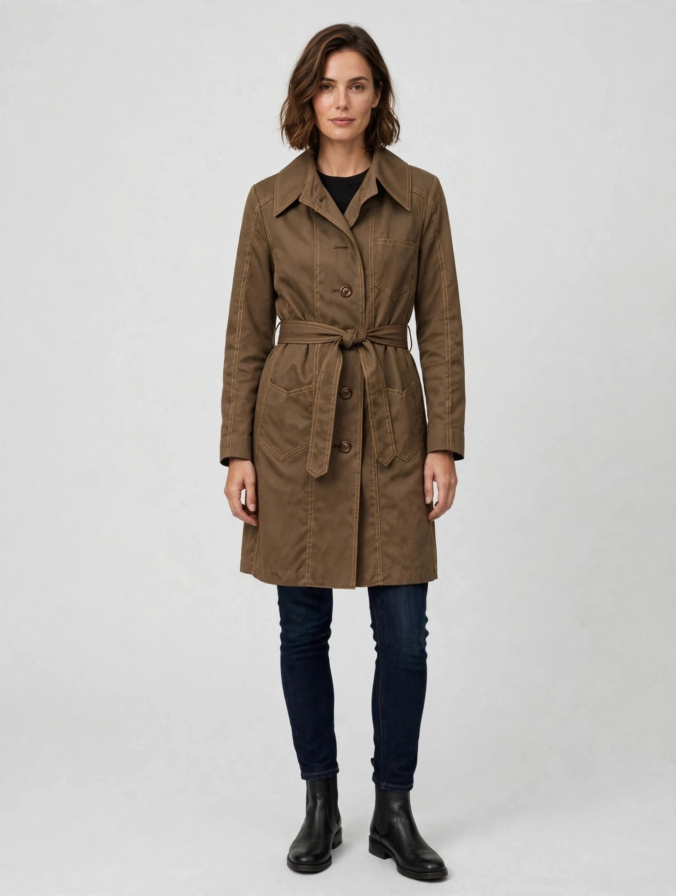 Vintage Fleet Street Trench Coat Size 10 Brown All Weather Raincoat 3
