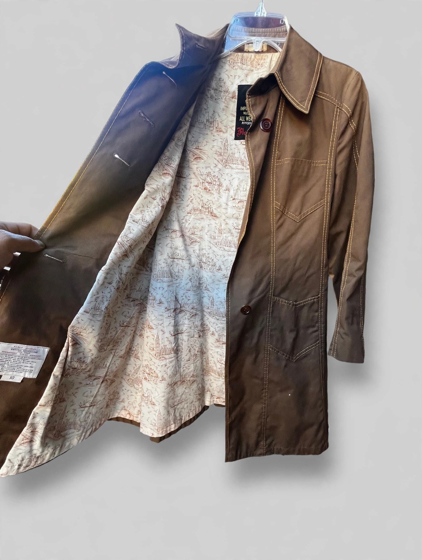 Vintage Fleet Street Trench Coat Size 10 Brown All Weather Raincoat 4