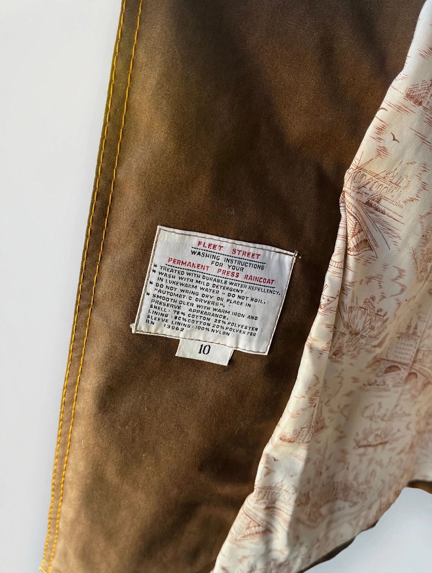 Vintage Fleet Street Trench Coat Size 10 Brown All Weather Raincoat 5