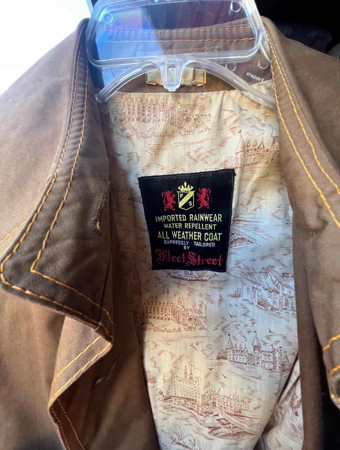 Vintage Fleet Street Trench Coat Size 10 Brown All Weather Raincoat 7