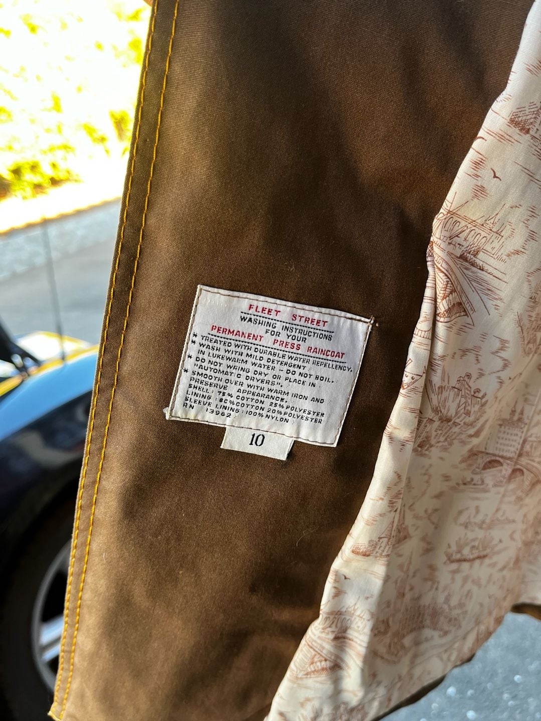 Vintage Fleet Street Trench Coat Size 10 Brown All Weather Raincoat 11