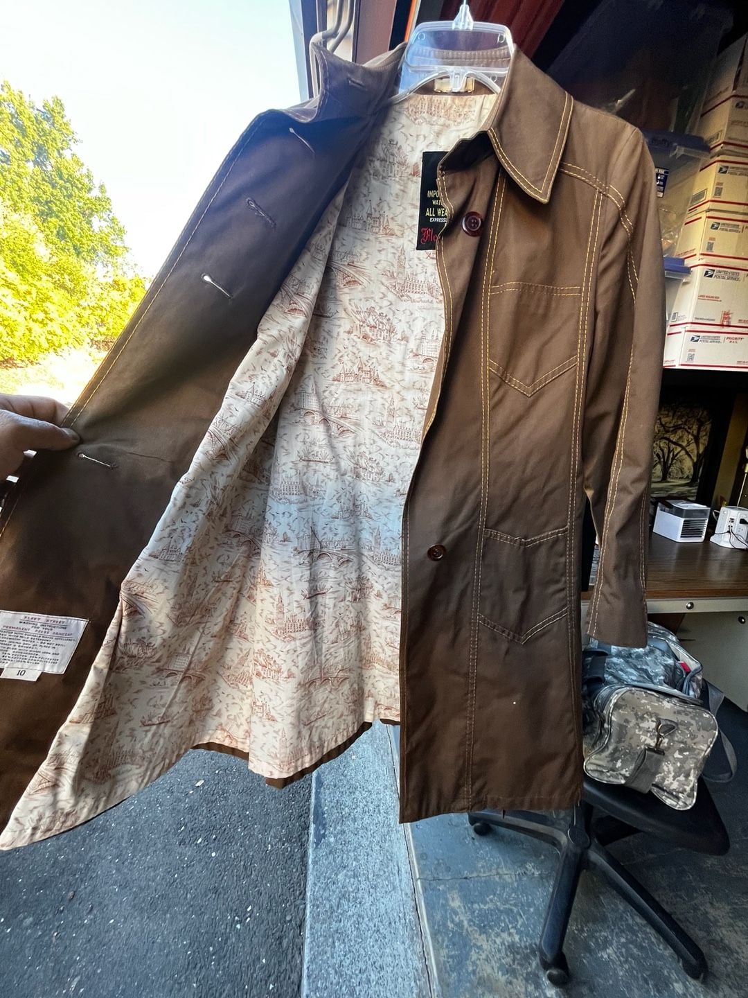Vintage Fleet Street Trench Coat Size 10 Brown All Weather Raincoat 12