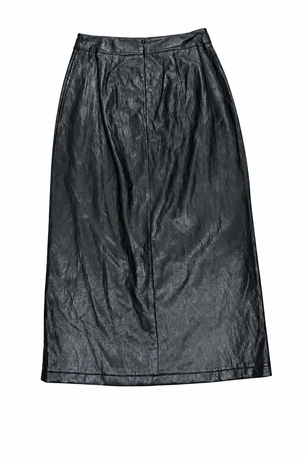 Faux Leather Midi Skirt Size S Black Pencil Split 2