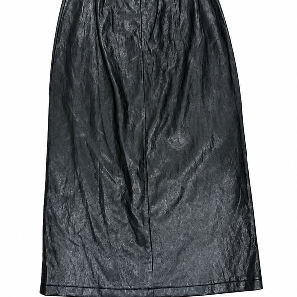 Faux Leather Midi Skirt Size S Black Pencil Split
