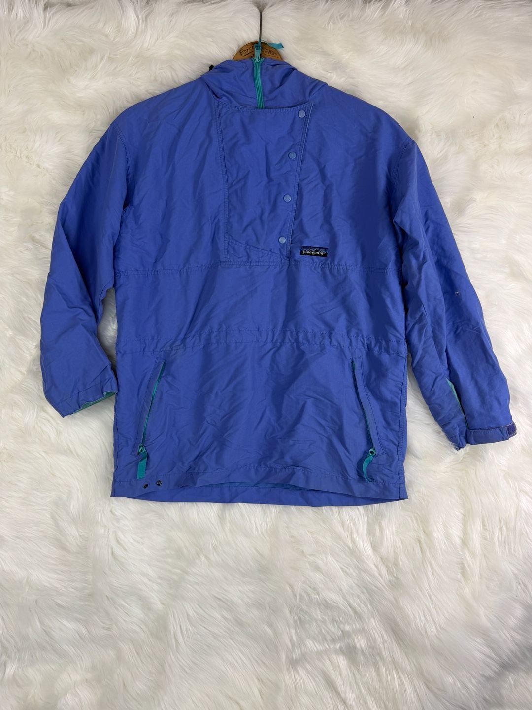 Patagonia Pullover Anorak Jacket Blue Teal Hooded Vintage 2
