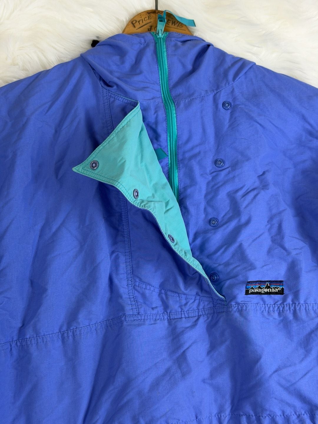 Patagonia Pullover Anorak Jacket Blue Teal Hooded Vintage 6