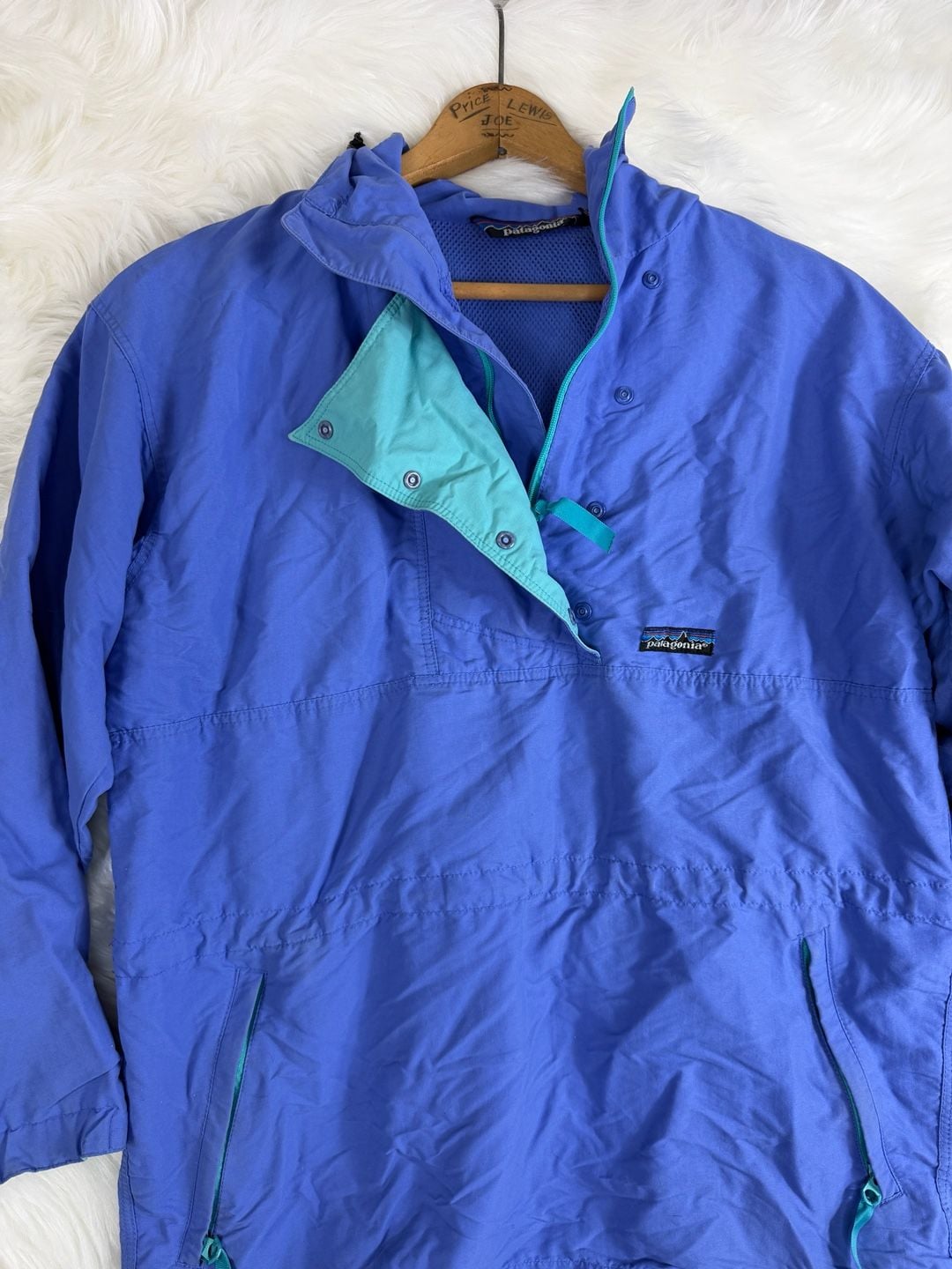 Patagonia Pullover Anorak Jacket Blue Teal Hooded Vintage 7