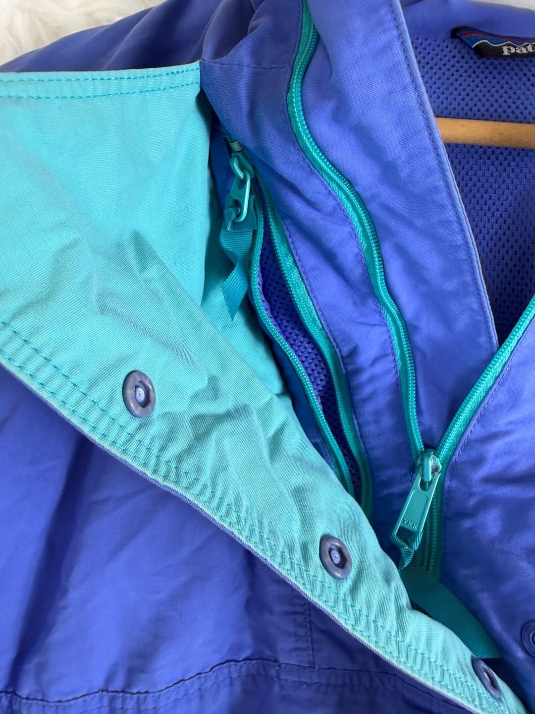 Patagonia Pullover Anorak Jacket Blue Teal Hooded Vintage 8