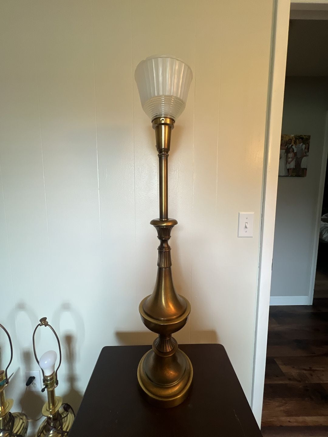 Stiffel Rembrandt Hollywood Regency Torchiere Lamp Brass Milk Glass 2
