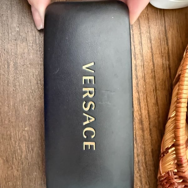 Versace Eyeglasses Rhinestone Greek Key Temple Brown Tortoise with Case