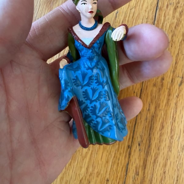Papo Medieval Fair Lady Blue Figurine 2005 Renaissance Woman PVC