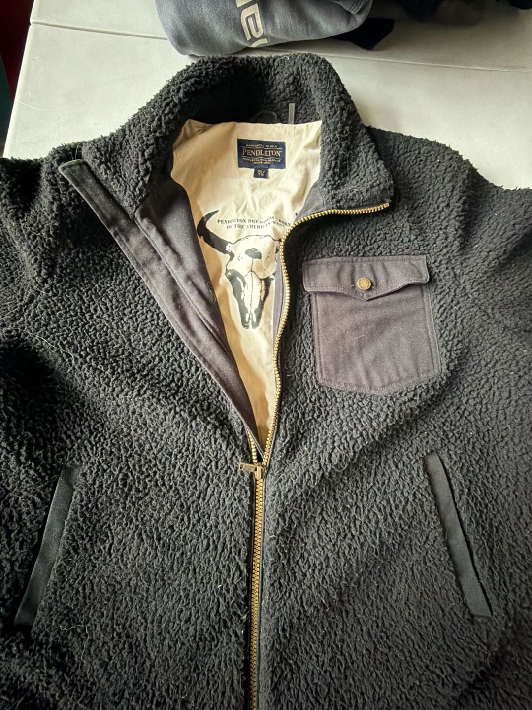 Pendleton River Rock Sherpa Fleece Jacket Size XL Black Canvas Lined 1