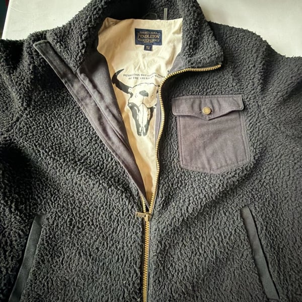 Pendleton River Rock Sherpa Fleece Jacket Size XL Black Canvas Lined