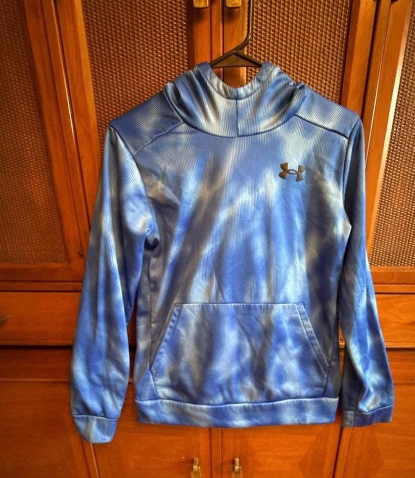 Under Armour Armour Fleece Hoodie Size YL/JG/J-G Blue Tie Dye 2