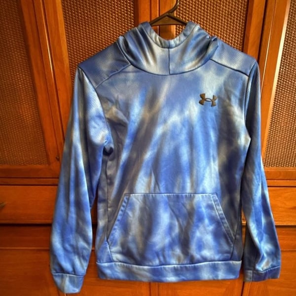 Under Armour Armour Fleece Hoodie Size YL/JG/J-G Blue Tie Dye