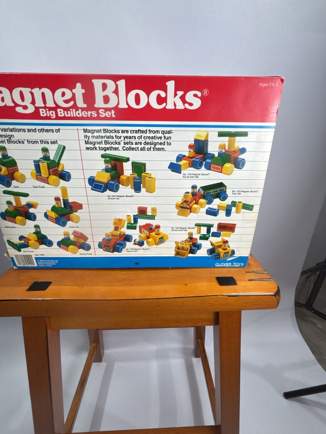 Clover Toys Magnet Blocks Big Builders Set Vintage Wooden Toy 8