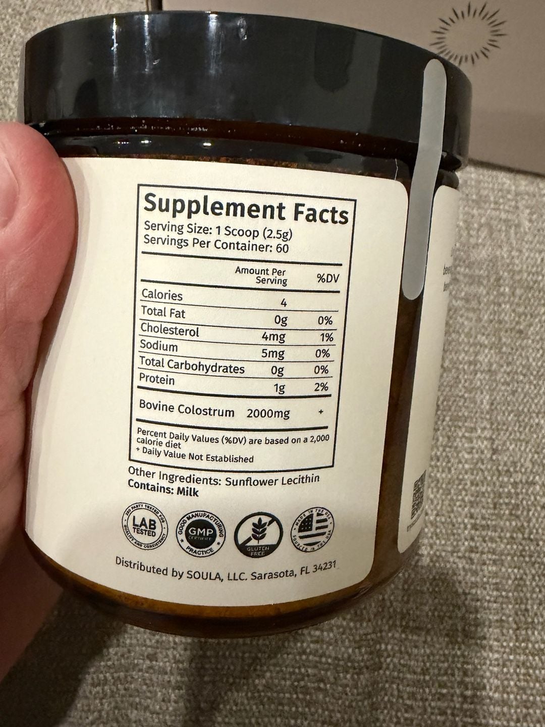 Soula Liposomal Colostrum Unflavored Powder 5.29oz 3