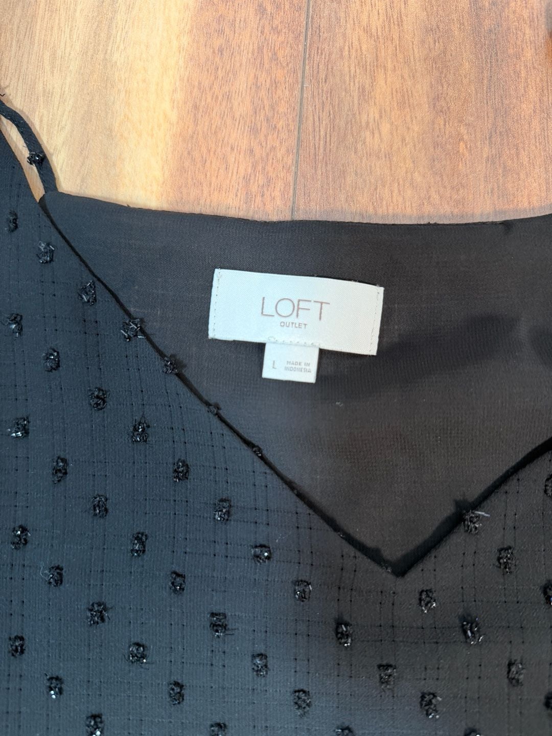 LOFT Outlet Cami Size L Black Clip Dot V-Neck Tank Top 3