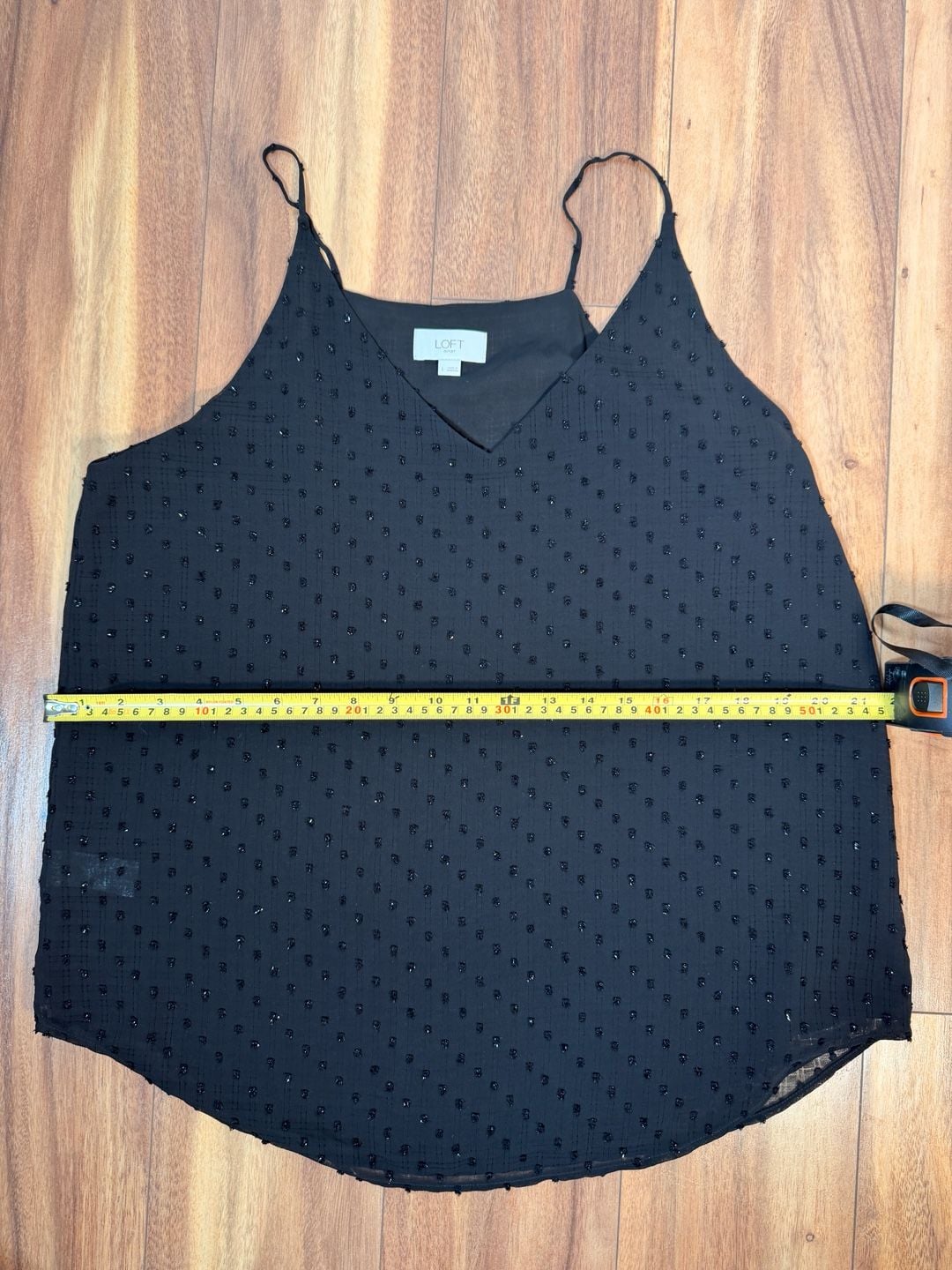 LOFT Outlet Cami Size L Black Clip Dot V-Neck Tank Top 4