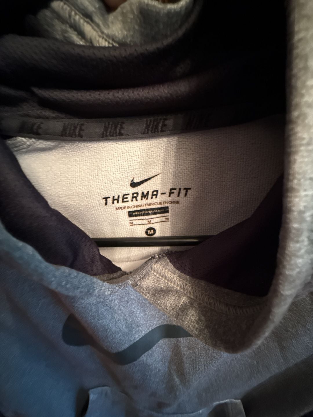 Nike Therma-Fit Hoodie Size M Gray Black Pullover Sweatshirt 3