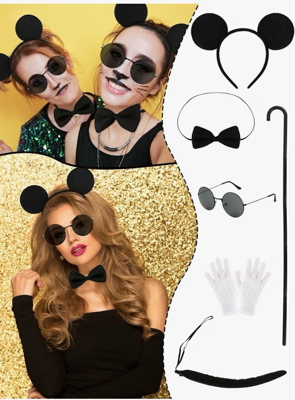 Halloween 6-Piece Cute Mouse Costume Accessories Set- One Size - New 1