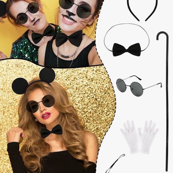 Halloween 6-Piece Cute Mouse Costume Accessories Set- One Size - New