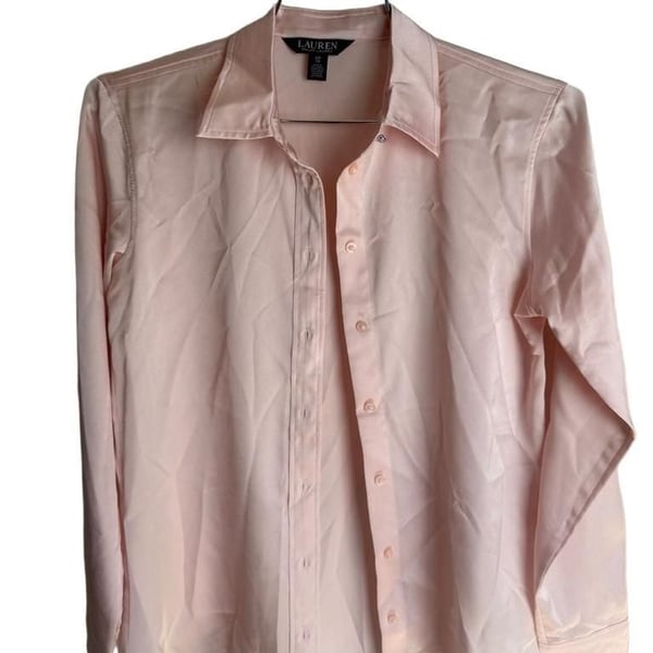Lauren Ralph Lauren Long Sleeve Button-Down Shirt Size S/P CH Pink Polyester