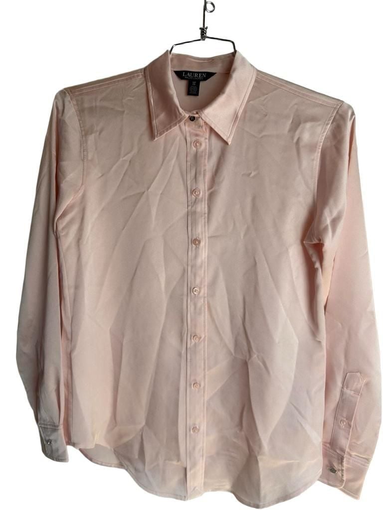 Lauren Ralph Lauren Long Sleeve Button-Down Shirt Size S/P CH Pink Polyester 8